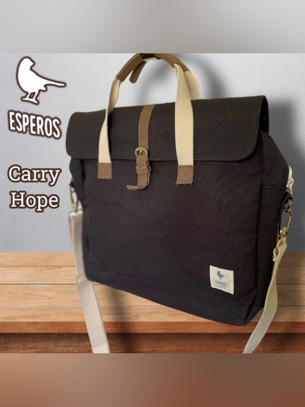 ESPEROS Baldwin Porter Black Brief Messenger Laptop Bag